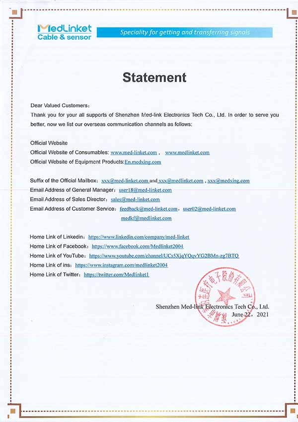 Announcement Letter of Medlinket Foreign Client Communication